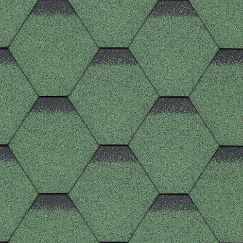 Bitumen Roofing Shingles Green Hexagonal 3m² Pack